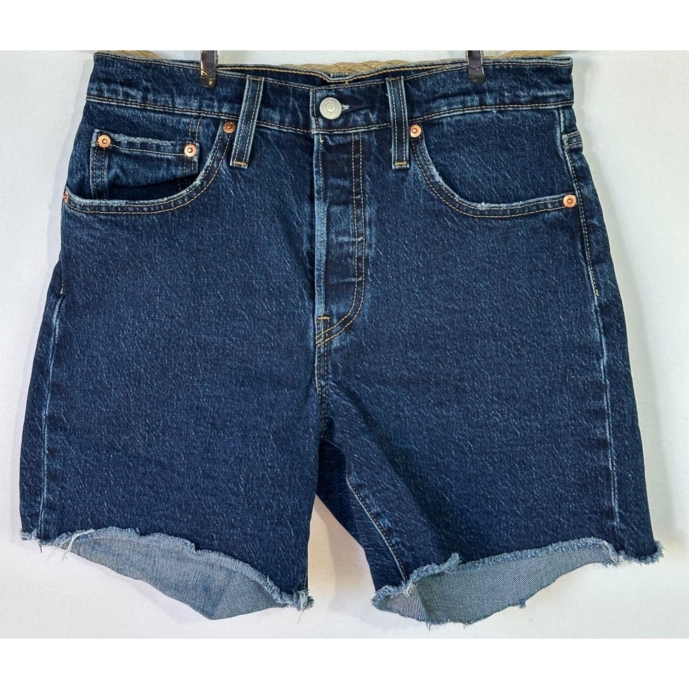 Levi's 501 Original Cut Off Shorts Womens 28  Dark Blue Indigo Retro
